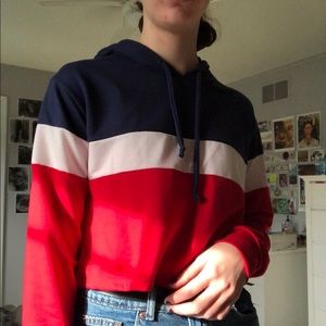 Brandy Cropped Stripped Hoodie